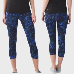 Lululemon Wunder Under Crop II floral sport iris crop legging size 4